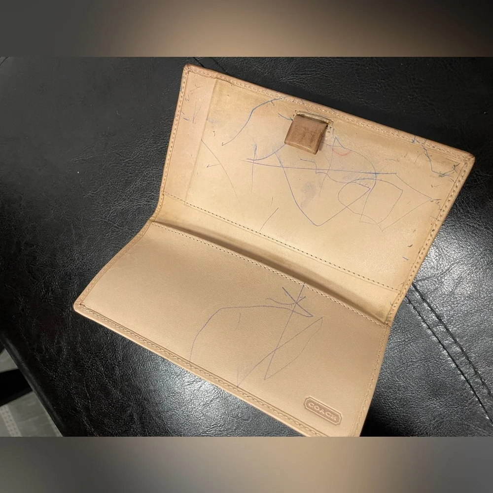 Vintage Coach checkbook case jacquard PEN MARKS - Picture 3 of 5